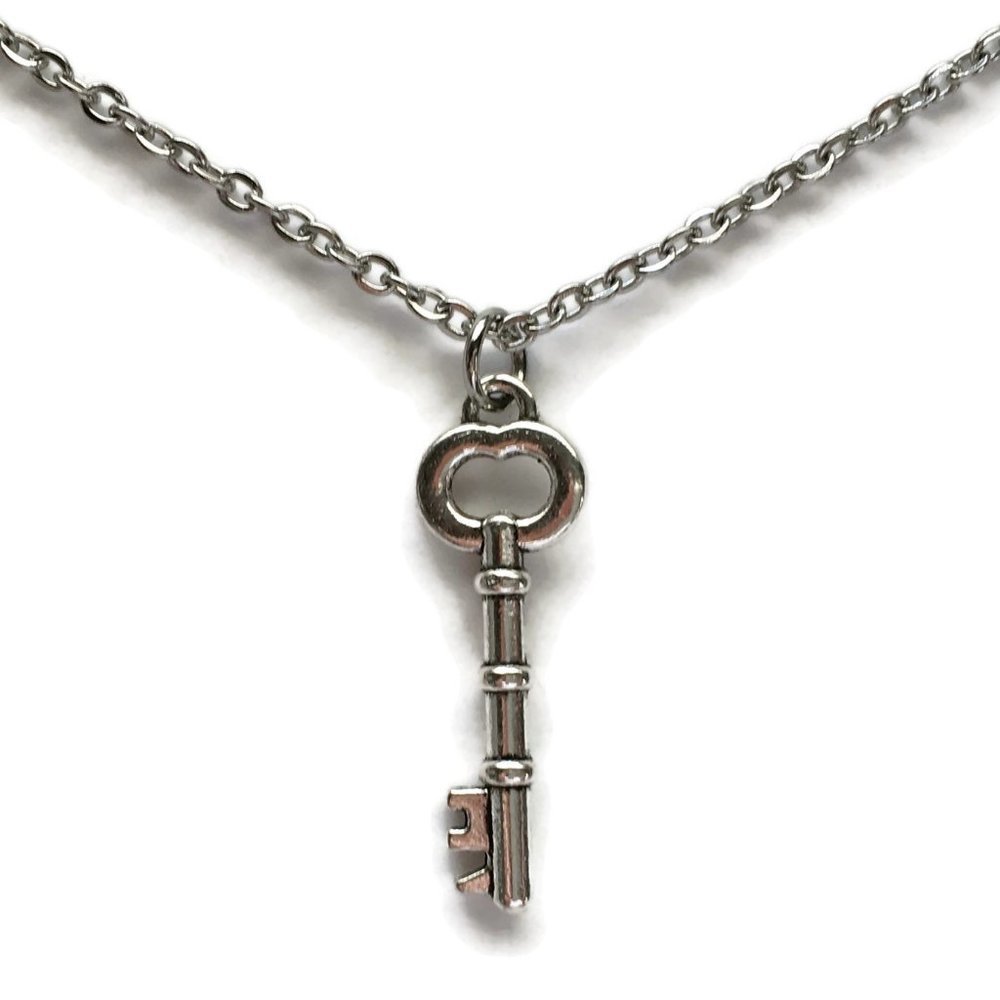 🗝️ Skeleton Key Handmade Necklace Tibetan Silver Charm Stainless Steel 4for$20
